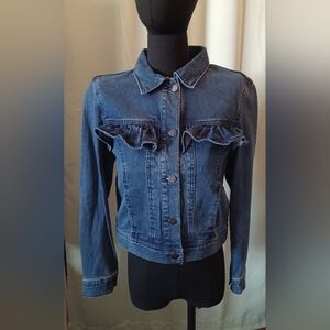 H&M Divided Denim Jean Jacket with Ruffle Detail